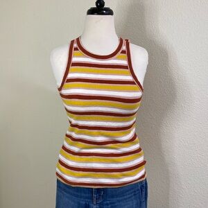 Madewell Stripped tank cotton blend rest yellow, high neck Small